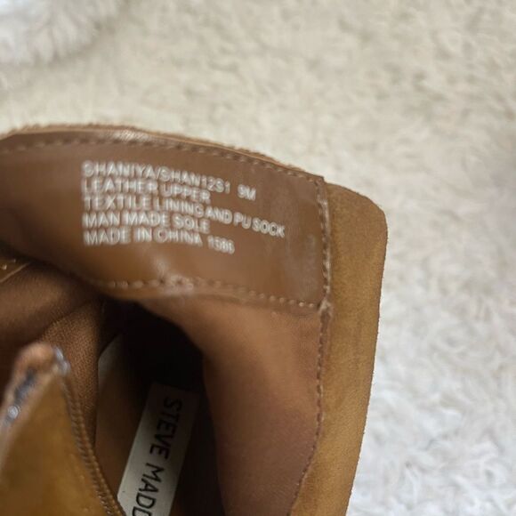 Steve Madden Shaniya leather Brown Suede platform block heels Ankle Boots SZ9M - Picture 11 of 15